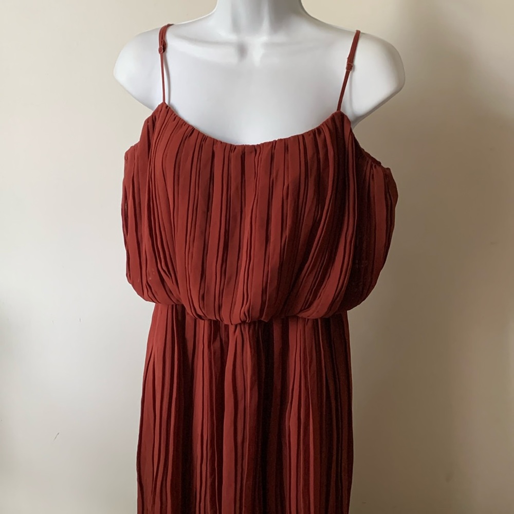 BCBGeneration pleated high-low dress in “dark paprika” - Picture 1 of 8